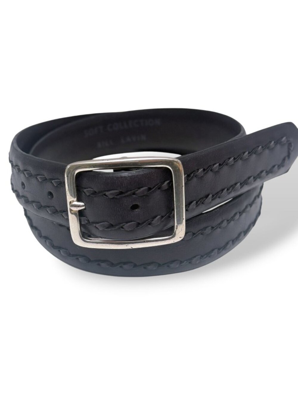 Bill Lavin Mens Belt Size 38 Calfskin Leather Dark Brown Woven Soft Collection